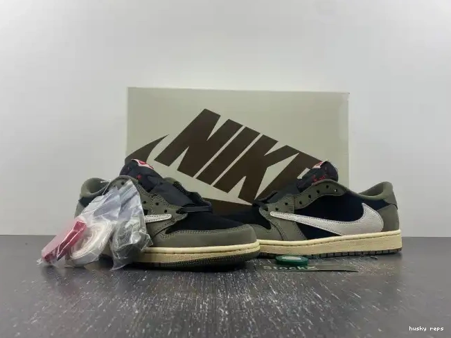 Rep Husky 'BLACK SP AIR SCOTT LOW 1 TRAVIS OLIVE' JORDAN X OG DM7866-002 0618